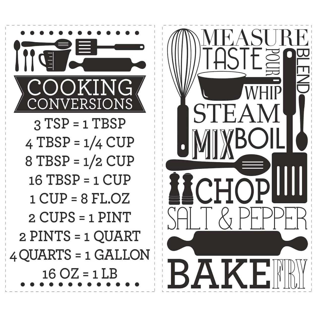 RoomMates Cooking Conversions Peel & Stick Wall Decals